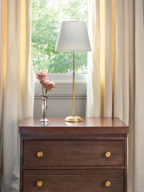 Room Scene Detail: HC1371-70 St. Claire Nightstand shown in Toffee finish.