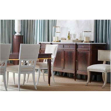 HC5245-70S Jefferson Sideboard with  Stone Top, HC5350-02 Ilsa Side Chair with Figure-Eight Panel and HC5420-23 Regan Klismos Chair Room Scene

