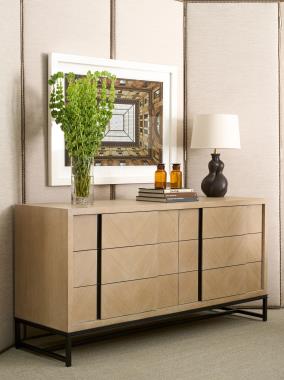 Room scene:  HC7253-70 - Jaxon Dresser
shown in Ecru finish.