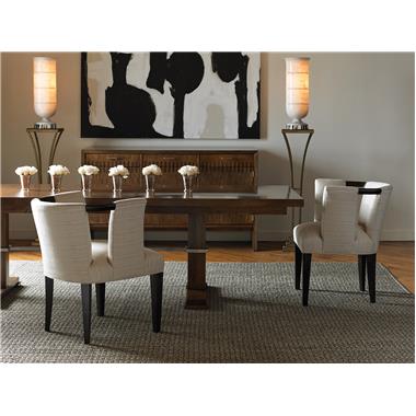 Room Scene: HC7939-70 Rudyard Dining Table, shown in optional Mocha finish and HC7911-23 Milton Chair, COM fabric, shown in optional Espresso finish. 