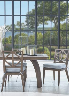 HCD8840-STK Aswan Dining Table and HCD8800-02	Aswan Outdoor Dining Chair in Fabric HC412-33. 