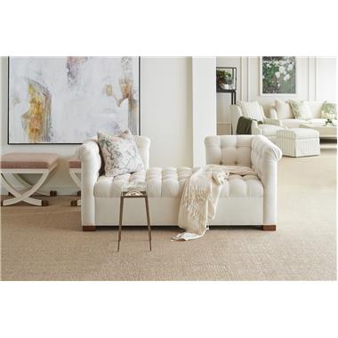 PE6746-00 Sam Tete-A-Tete shown in Optional Oxford finish with HC272-11 Crypton Fabric and HC5388-10 Grace Stand with HC8030-01 Grace Bowl; PE6740-50 Sofia Stool shown in optional Dove White paint with COM fabric.; PE6722-00 Harrison Lounge Chair and PE6722-50 Harrison Ottoman shown in HC281-70 fabric; HC3388-10 Atkins Vitrine; PE6719-30 Harper Sofa with Tapered Legs shown in optional Weathered Stone finish with HC280-10 fabric and PE6741-50 Max Rectangular Cocktail Ottoman shown in Truffle finish with HC9004-92 leather.