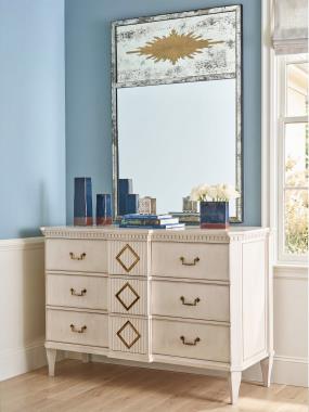 Room Scene: HC5267-70 Bess Dresser shown in Heritage White finish.