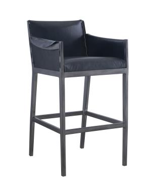 Gunnison Bar Stool - Black Leather